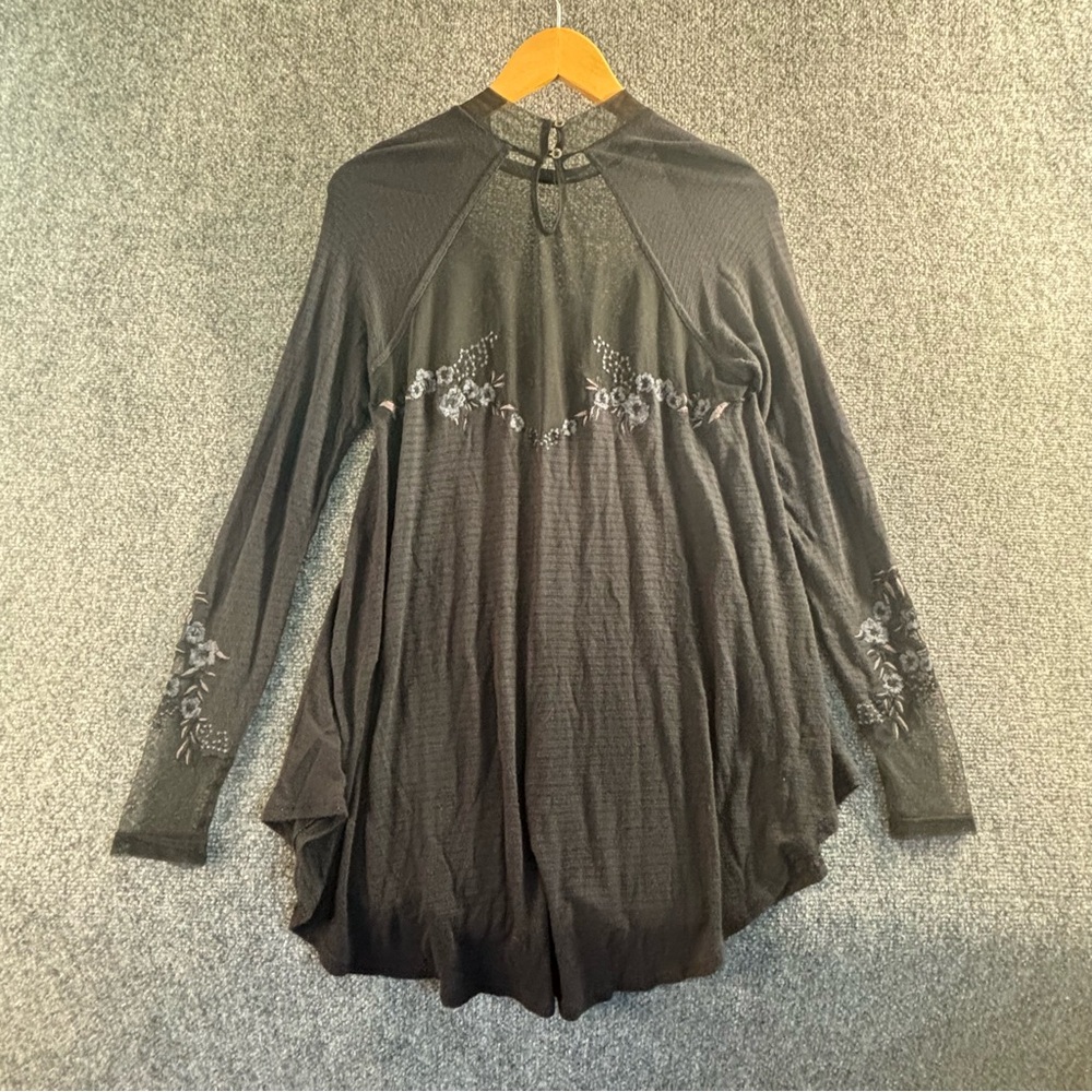 Free People Black Saheli Mesh Detail Top - Picture 4 of 8